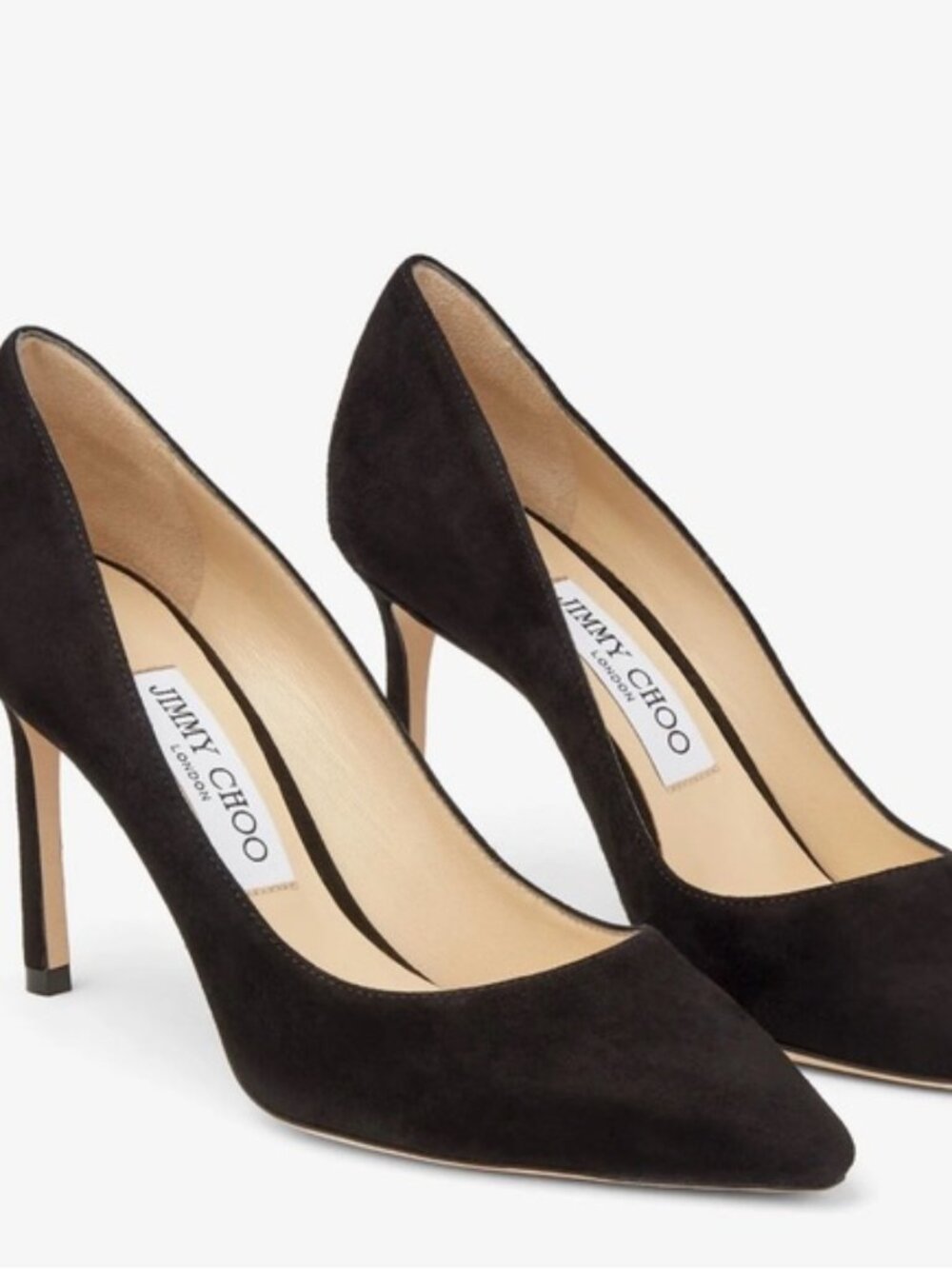 Jimmy Choo Black Suede Romy 85 Pointed-Toe Pumps Heels 38 US 7.5